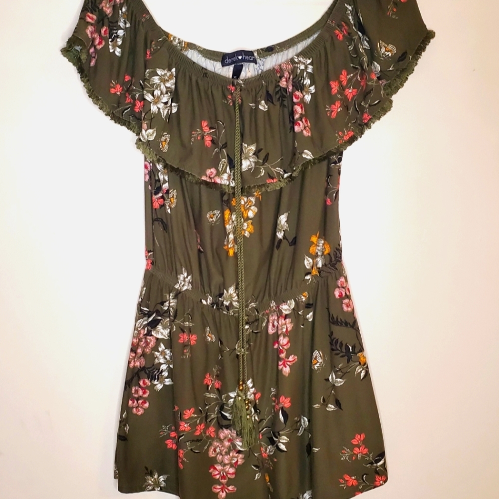 Derek Heart XL Olive Green Romper